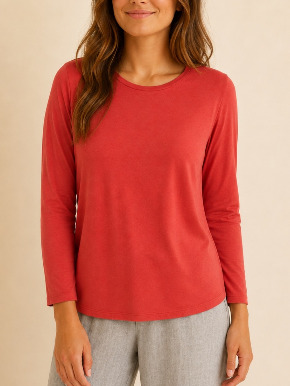 Johnny Was Calmé Coral Bamboo Blend Tee L Coastal Minimalist Soft Luxury Boho